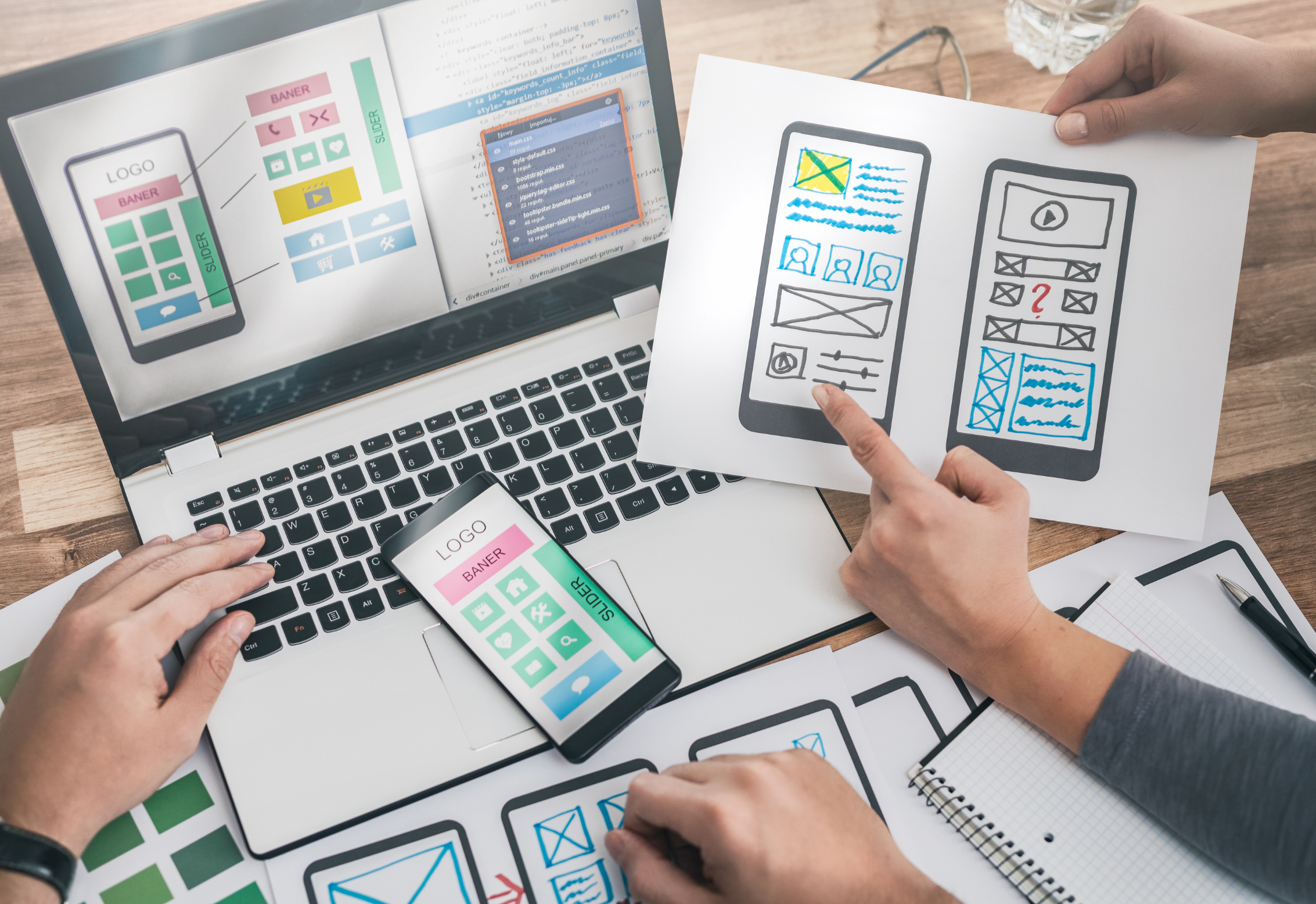 Web design and UX wireframes